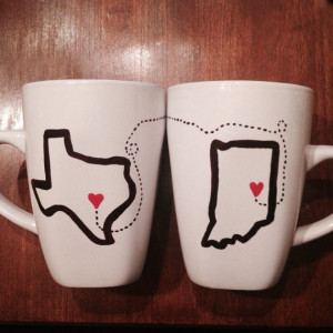 Long distance Relationship Coffee Mugs by HandmadeGiftsMolly, $20.99