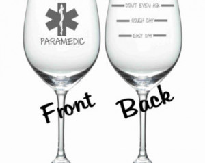 Etched Paramedic Glass Set of 2 FUNNY Choose From Wine Glass, Stemless ...
