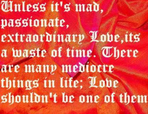 ... waste of time. There are many mediocre things in life; love shouldn't