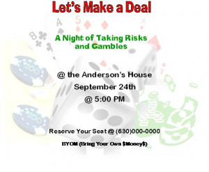 let s make a deal party invites customize backround color of font ...