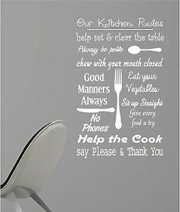KITCHEN-RULES-vinyl-wall-art-QUOTE-sticker-dining-food-wine