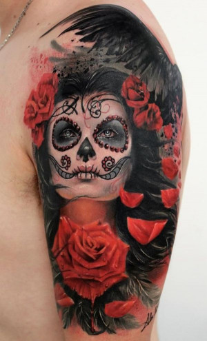 28. Traditional day of the dead tattoo design