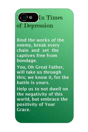 prayers in times of depression christian quote plastic hard green 4 4S ...