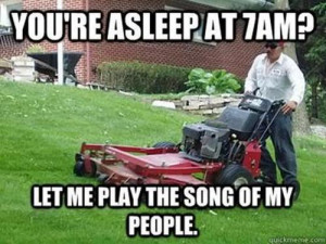 Funny Lawn Mower Grass Cutter Neighbour Joke Meme Picture Photo Image