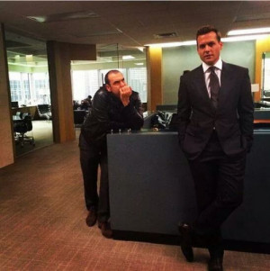 Gabriel Macht and Rick Hoffman.. Suits season 4 shooting BTS. Harvey ...