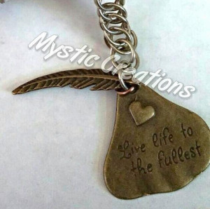 Bronze quote-quotes keychain Live life to the fullest bronze charm ...
