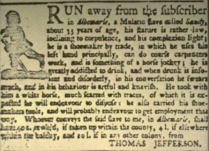 DESCRIPTION: Fugitive slave advertisement for SANDY placed by Thomas ...