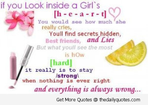 If You Look Inside A Girl’s Heart - Friendship Quote