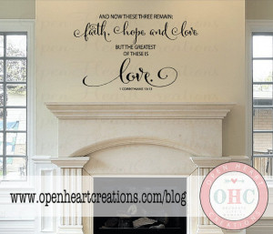 Faith Hope Love But the Greatest of These is Love Wall Decal ...