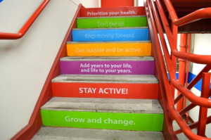 Highmark stairwell with quotes