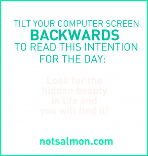 Tilt your computer screen backwards to read this intention for the day ...