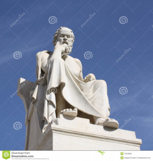 ... greek philosopher socrates in front of the academy of athens in greece