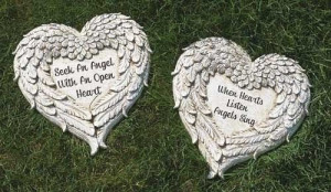 Pack of 4 Inspirational Heart-Shaped Angel Wings with Sayings Outdoor ...