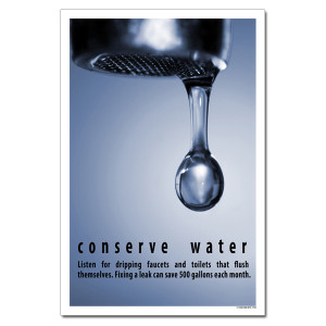 Dripping Faucet Consumes Water Conservation Poster
