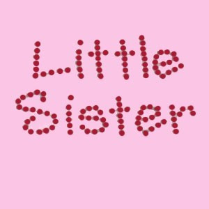 Little Sister Pink Background , Red Text