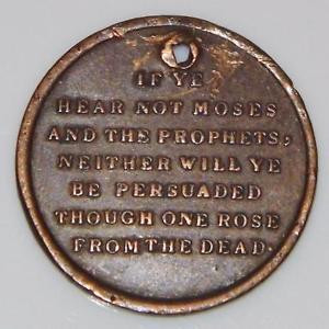 ... Bonze-Religious-Token-Moses-Bible-Quote-Holy-Medal-Sunday-School-28mm