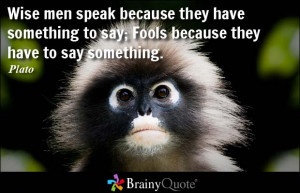 ... they have something to say; Fools because they have to say something