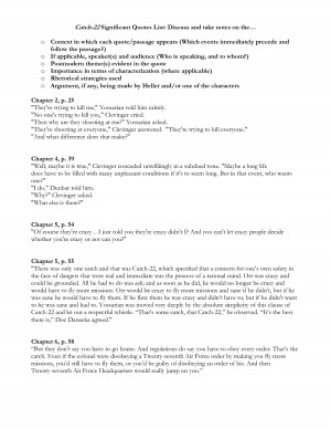 Catch-22 Significant Quotes List Discuss and take notes on the… by ...
