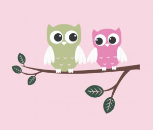 ON SALE Cute Owls Vinyl Wall Decal - Couple on Branch - Childrens ...