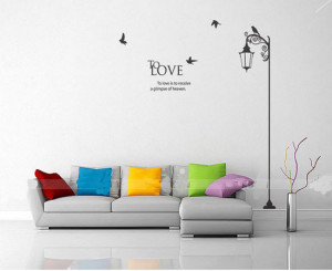 Quotes-Lettering-LOVE-Bird-Lamp-Corner-Home-Mural-Decor-Wall-Stickers ...