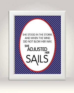 Adjust Sails Inspirational Quote -8x10 Red White and Blue Nautical Art ...