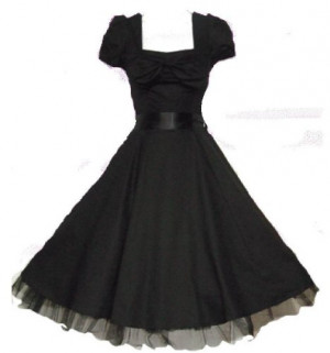 Ladies New 1940′s 1950′s Black Classic Vintage Style Swing Dress ...