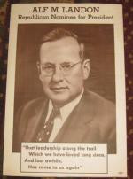 1936 ALF LANDON PICTURE CAMPAIGN POSTER w/ LEADERSHIP QUOTE Completed