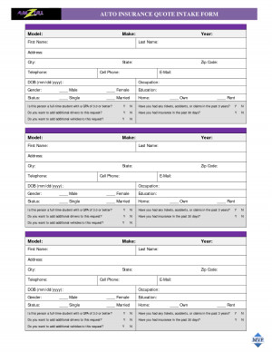 Auto Insurance Quote Form Template