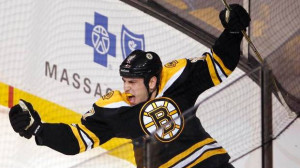 Boston Bruins Milan Lucic celebrates his goal against the New York ...