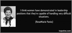 ... 're capable of handling very difficult situations. - RoseMarie Panio