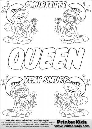 The Smurfs - Smurfette and Vexy Smurf Flower Queen - Colorable Names ...