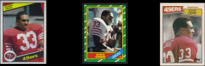 1984 Topps Rookie Card; 1986 Topps Card; 1987 49ers Topps' Running ...