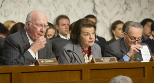 Senator Dianne Feinstein (D-CA) is shown at a Judiciary Committee ...