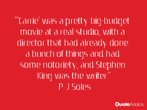 Carrie' was a pretty big-budget movie at a real studio, with a ...
