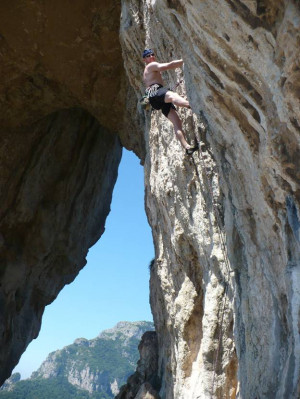 Rock climbing south of Positano Italy 2012 Frosty Wooldridge