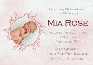 ... Baby Girl Christening Baptism Invitation/Invite Card DIGITAL - MIA