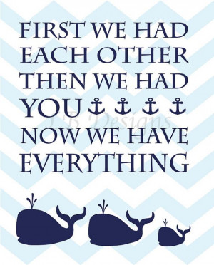 Navy Blue and Baby Blue Chevron Whale and Anchor Nursery Quote Print ...