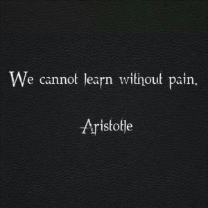 We cannot learn without pain. -Aristotle