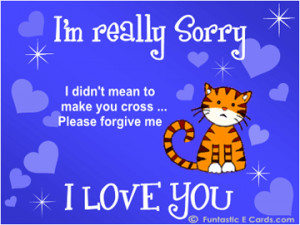Sorry I hurt you apology e-card.. Sad little cartoon kitten sends an I ...