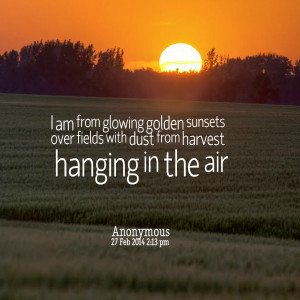 Quotes Picture: i am from glowing golden sunsets over fields with dust