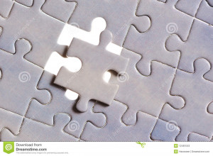 Jigsaw puzzle with one piece missing background.