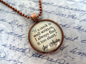 Jane Austen Book Quote Jewelry - Book Quote Necklace or Keychain ...