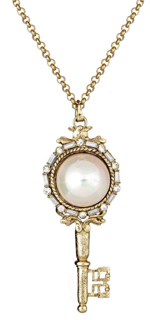 Kenneth Jay Lane pearl key pendant, US $113 (www.maxandchloe.com).