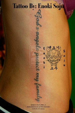 Quote Tattoo on Ribs by enokisoju