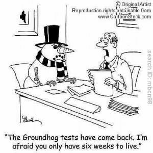 Snowman gets some bad news on Groundhog Day...