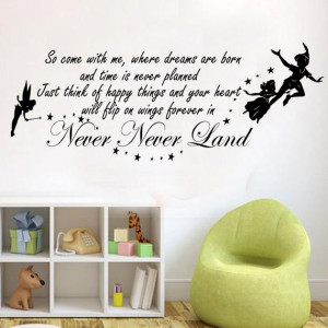 Peter Pan So come with me Kids Wall Decal Sticker Vinyl 100x55