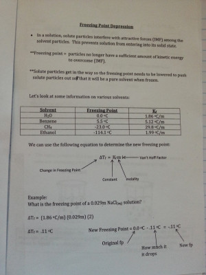 Boiling Point Elevation Worksheet