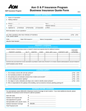 on OPInsurance Program Business Insurance Quote Form