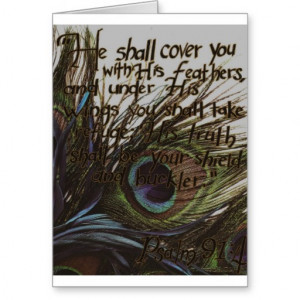 Peacock Feather Bible Scripture Greeting Card