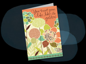 This birthday card features a rich floral illustration, fresh color ...